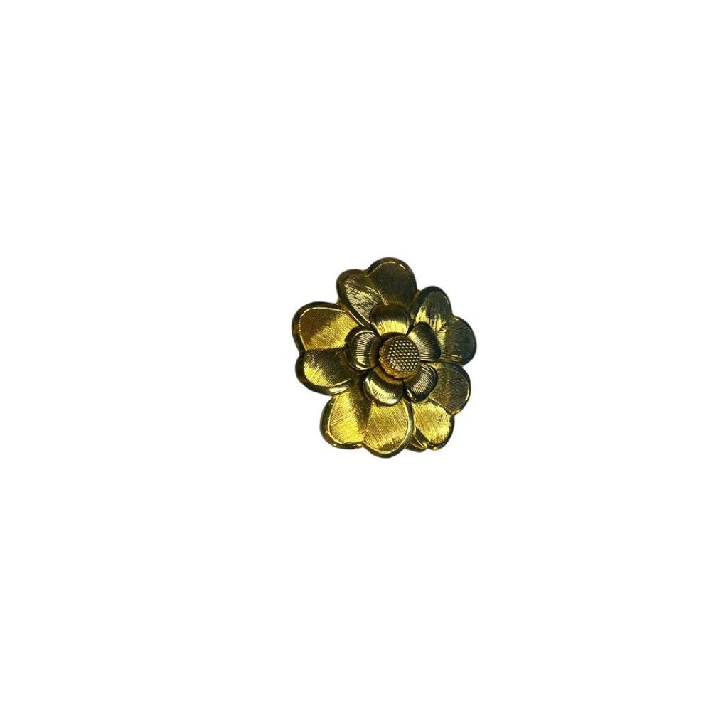 Vintage Goldtone Scarf Shoe Hat Lever Clip 1.5" Diameter Textured Dimensional - Picture 4 of 8